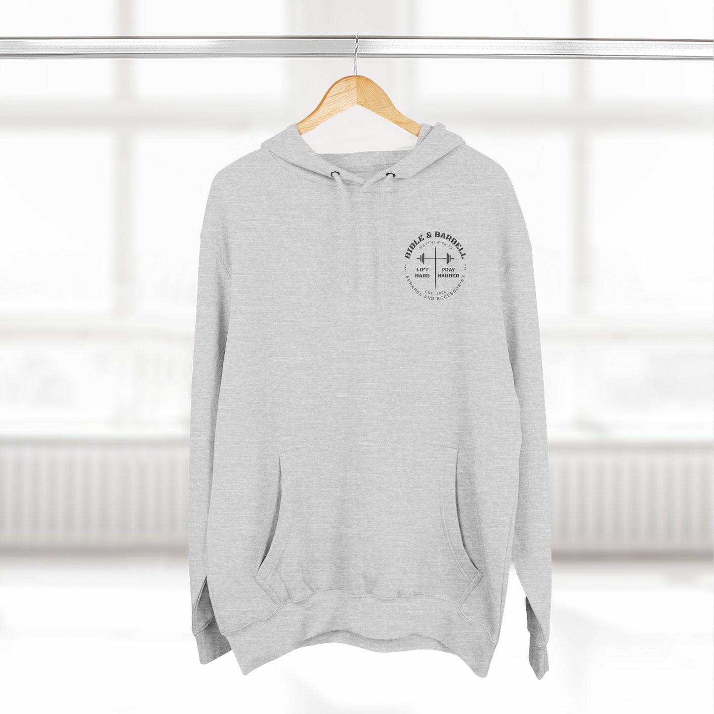 Bible & Barbell Logo Fleece Hoodie | Fitness Gift | Gym Apparel | Christian Hoodie | Workout Wear