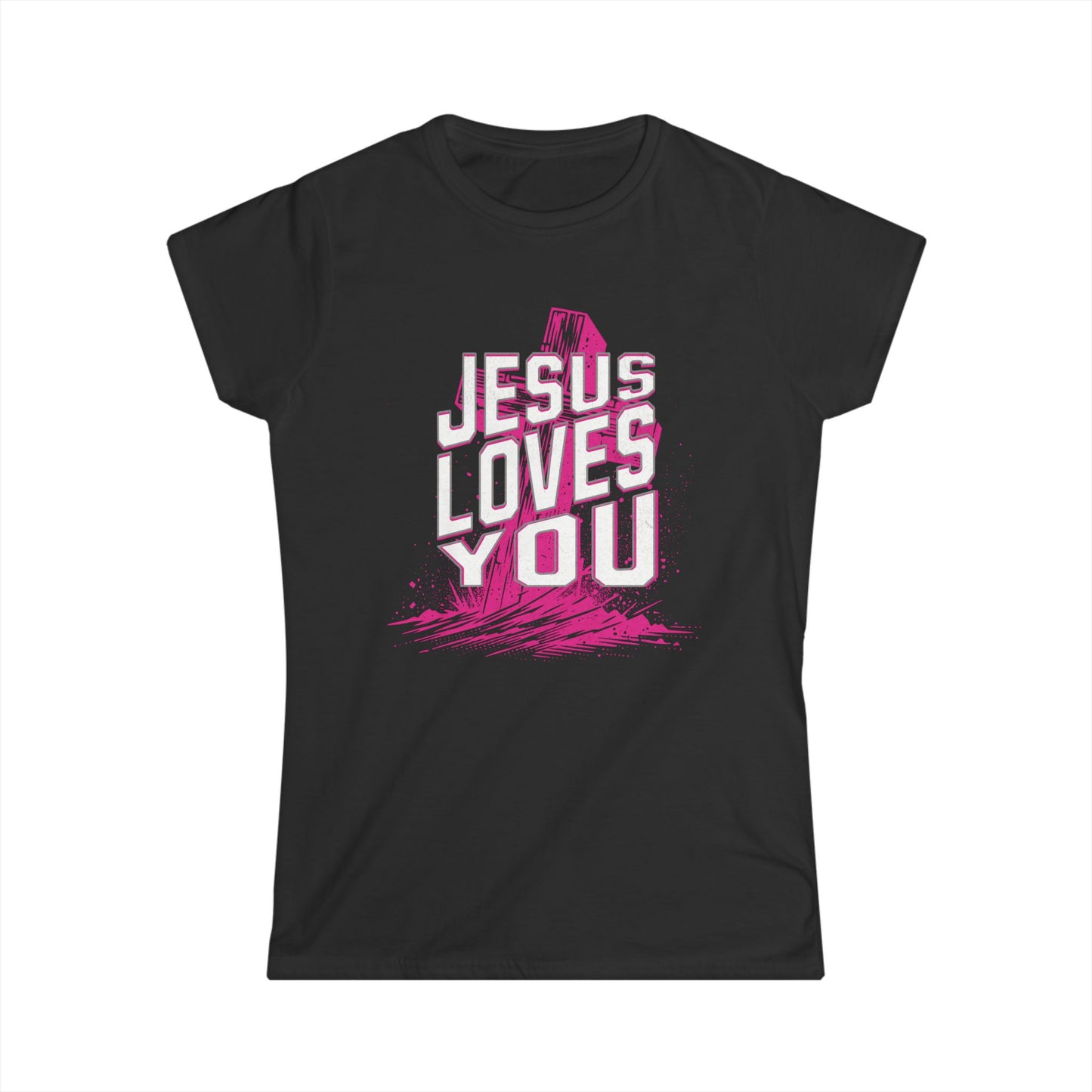 Jesus Loves You Women's Softstyle Tee, Christian T-Shirt, Faith Apparel, Inspirational Gift, Casual Wear, Religious Statement Top