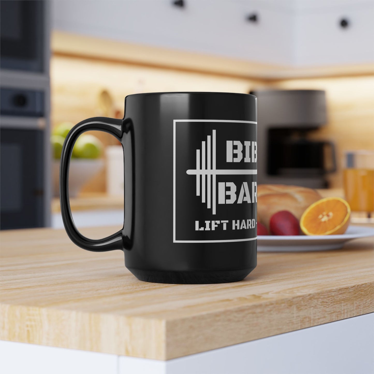 Bible & Barbell Black and White Coffee Mug