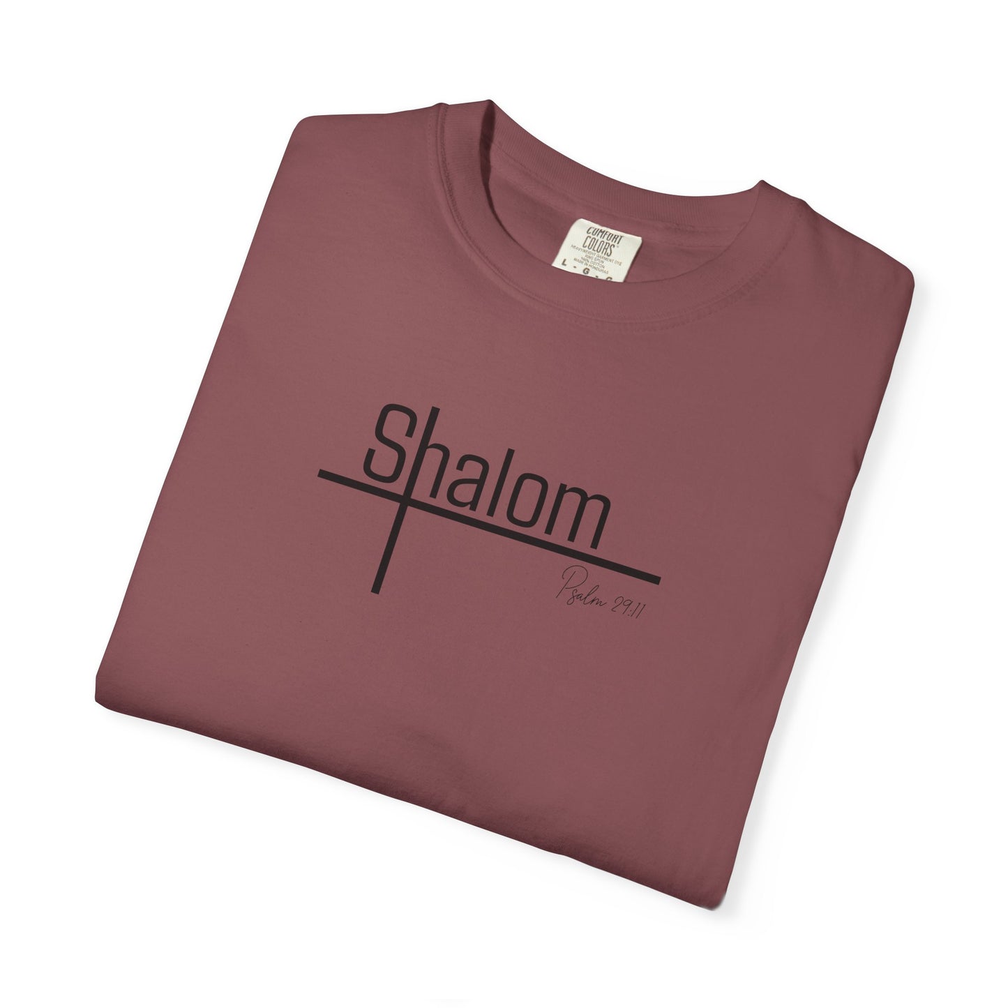 Garment-Dyed T-shirt with 'Shalom' Design - Casual Wear, Spiritual Apparel, Unisex Tee, Comfortable Everyday Shirt