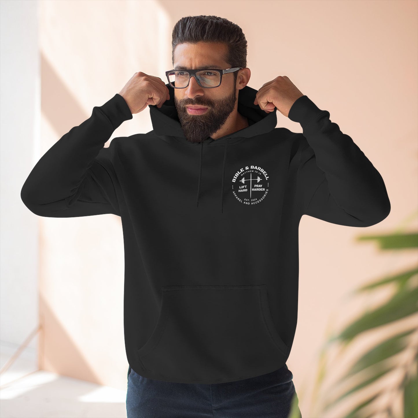 Bible & Barbell Logo Fleece Hoodie | Fitness Gift | Gym Apparel | Christian Hoodie | Workout Wear