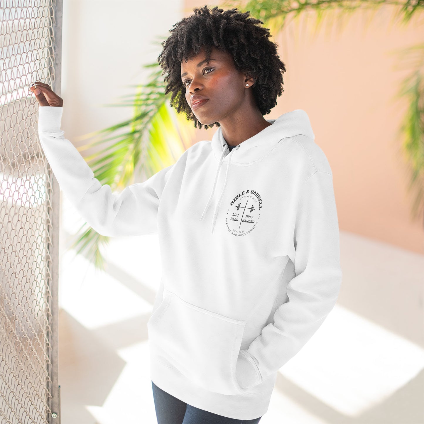 Bible & Barbell Logo Fleece Hoodie | Fitness Gift | Gym Apparel | Christian Hoodie | Workout Wear