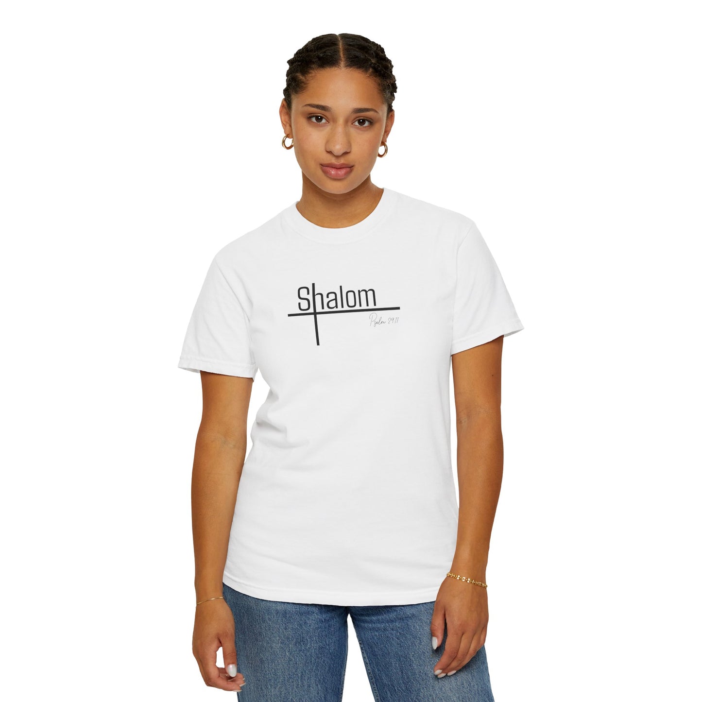 Garment-Dyed T-shirt with 'Shalom' Design - Casual Wear, Spiritual Apparel, Unisex Tee, Comfortable Everyday Shirt