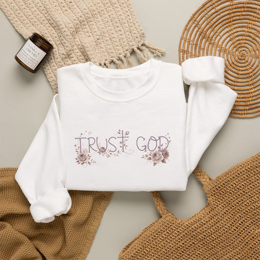 "Trust God" Floral Faith Crewneck Pullover