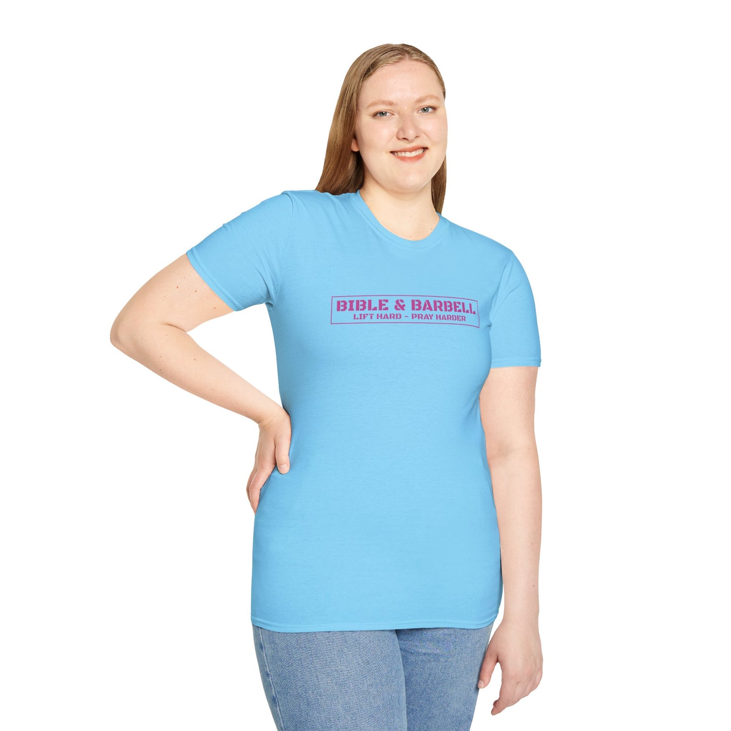 Bible & Barbell Pink Boxed Logo T-Shirt
