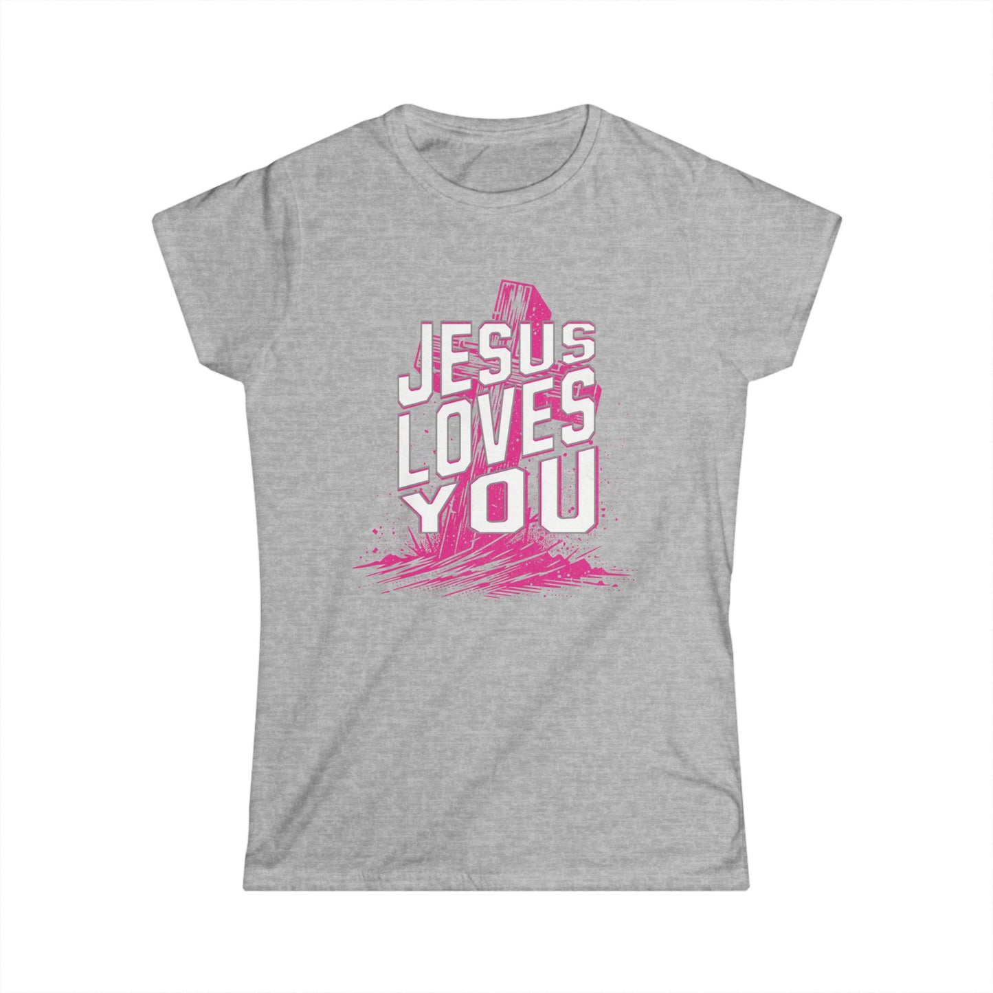 Jesus Loves You Women's Softstyle Tee, Christian T-Shirt, Faith Apparel, Inspirational Gift, Casual Wear, Religious Statement Top