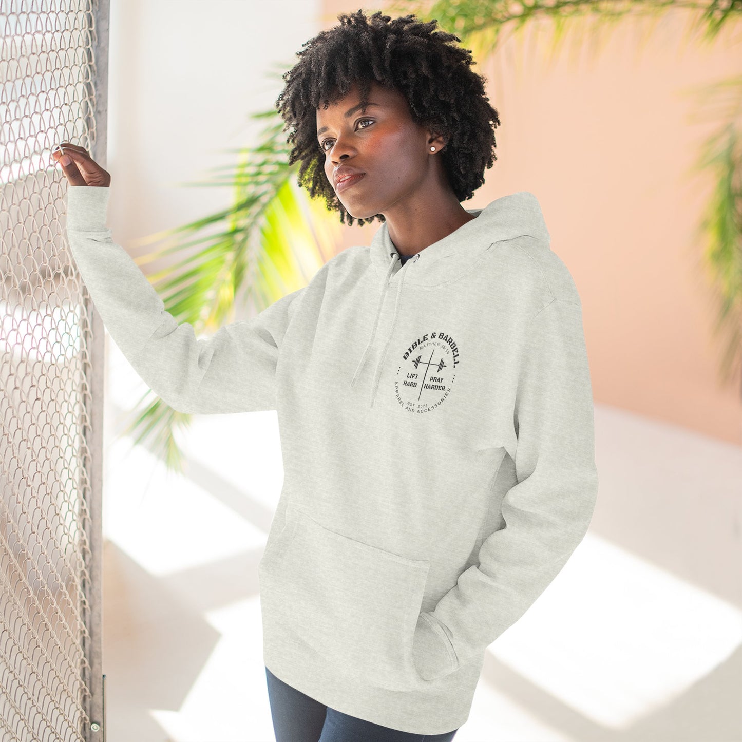 Bible & Barbell Logo Fleece Hoodie | Fitness Gift | Gym Apparel | Christian Hoodie | Workout Wear