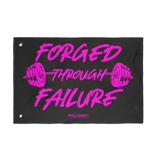 Forged Through Failure Black and Pink Gym Flag