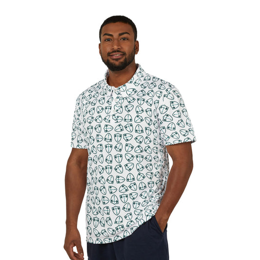 Bible & Barbell Teal Logo Pattern - Golf Ball Pattern Polo Shirt - All-Over Print Athletic Polo