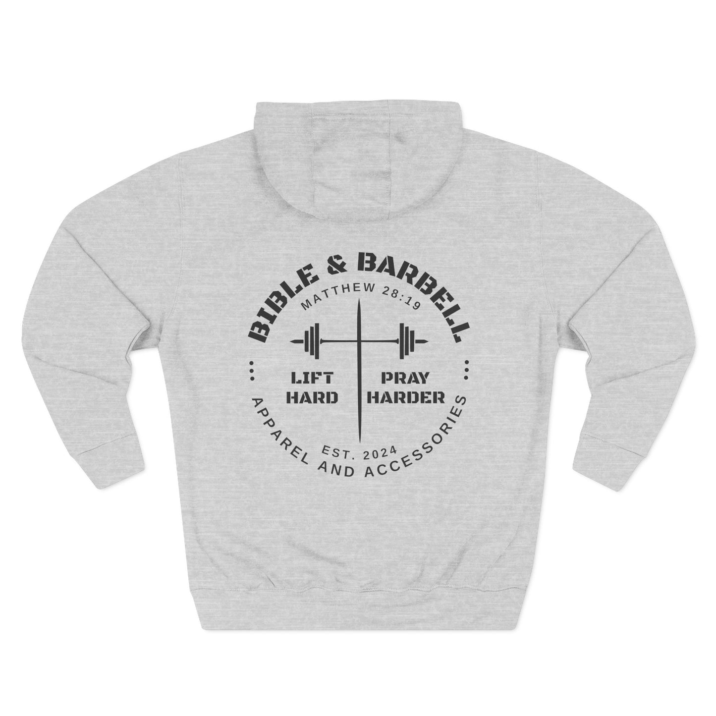 Bible & Barbell Logo Fleece Hoodie | Fitness Gift | Gym Apparel | Christian Hoodie | Workout Wear