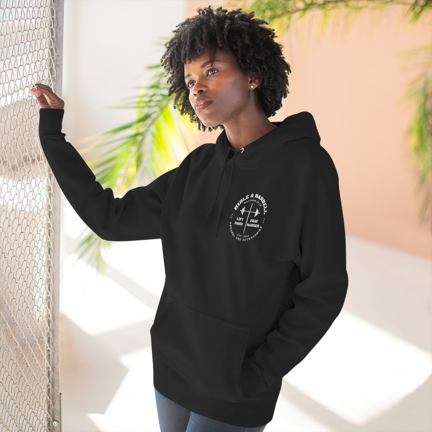 Bible & Barbell Logo Fleece Hoodie | Fitness Gift | Gym Apparel | Christian Hoodie | Workout Wear