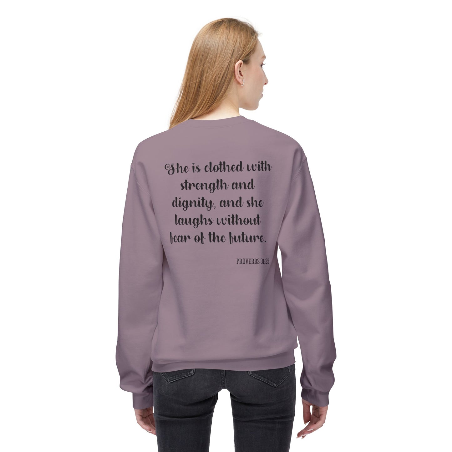 Proverbs 31:25 Empowering Women’s Crewneck Sweatshirt