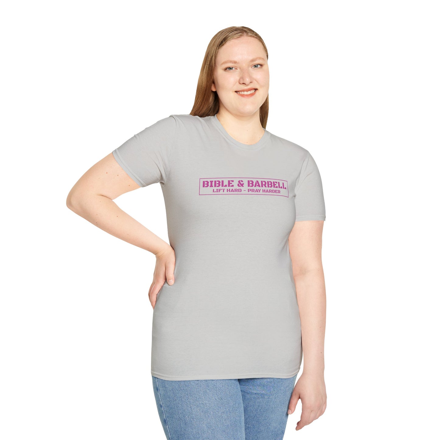 Bible & Barbell Pink Boxed Logo T-Shirt