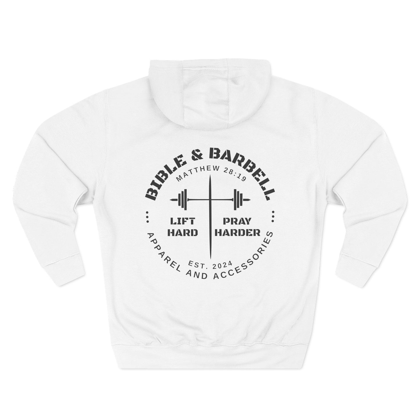 Bible & Barbell Logo Fleece Hoodie | Fitness Gift | Gym Apparel | Christian Hoodie | Workout Wear