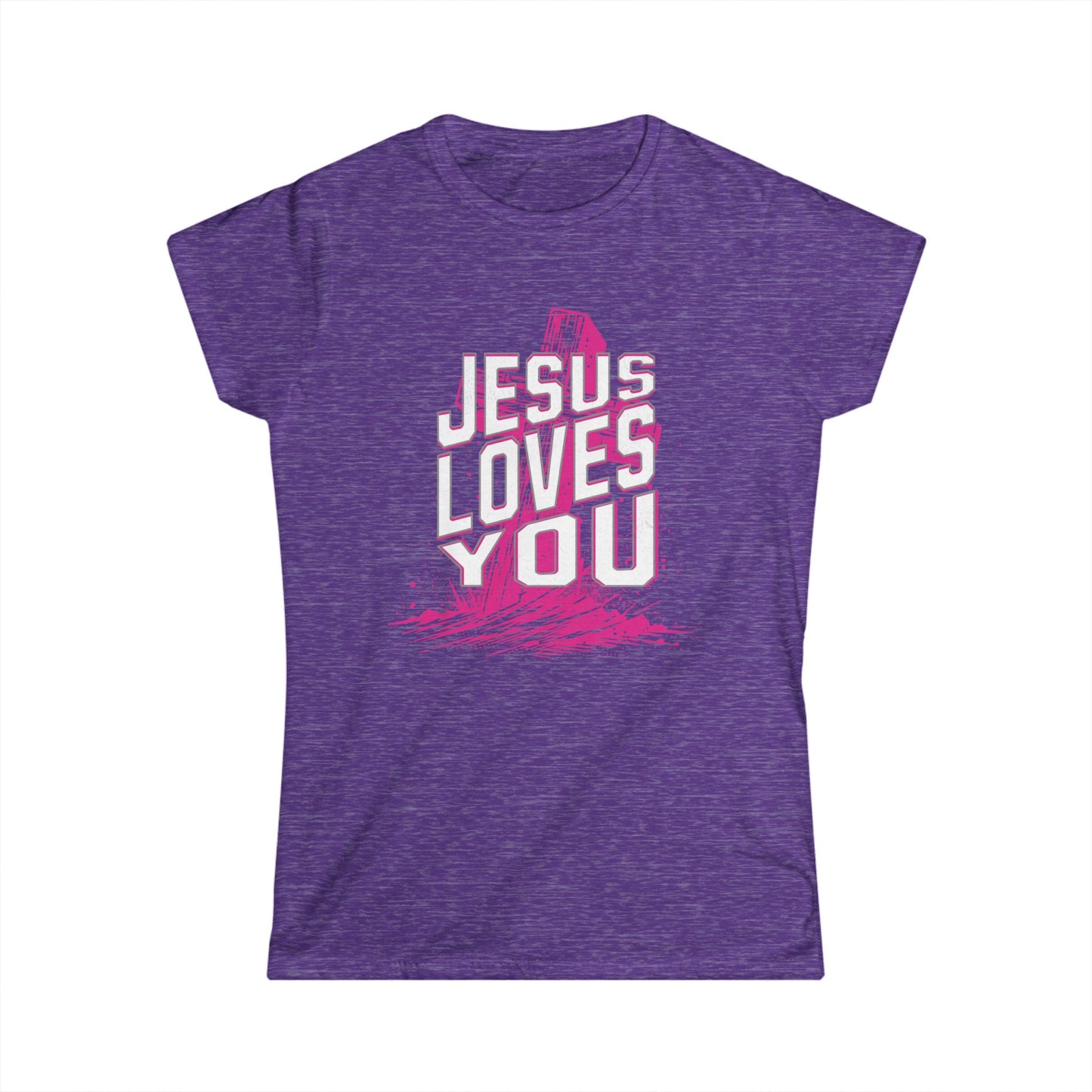 Jesus Loves You Women's Softstyle Tee, Christian T-Shirt, Faith Apparel, Inspirational Gift, Casual Wear, Religious Statement Top