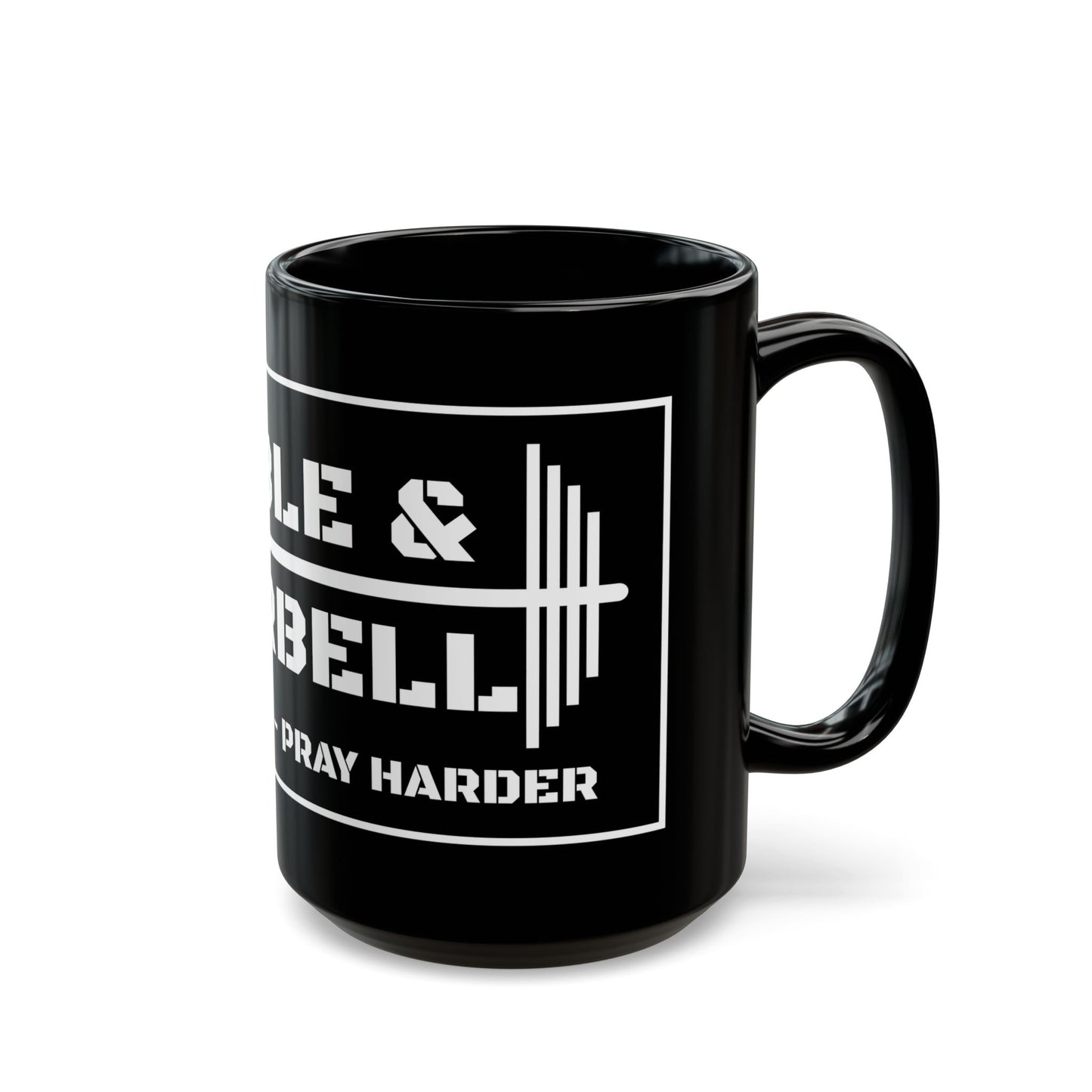 Bible & Barbell Black and White Coffee Mug