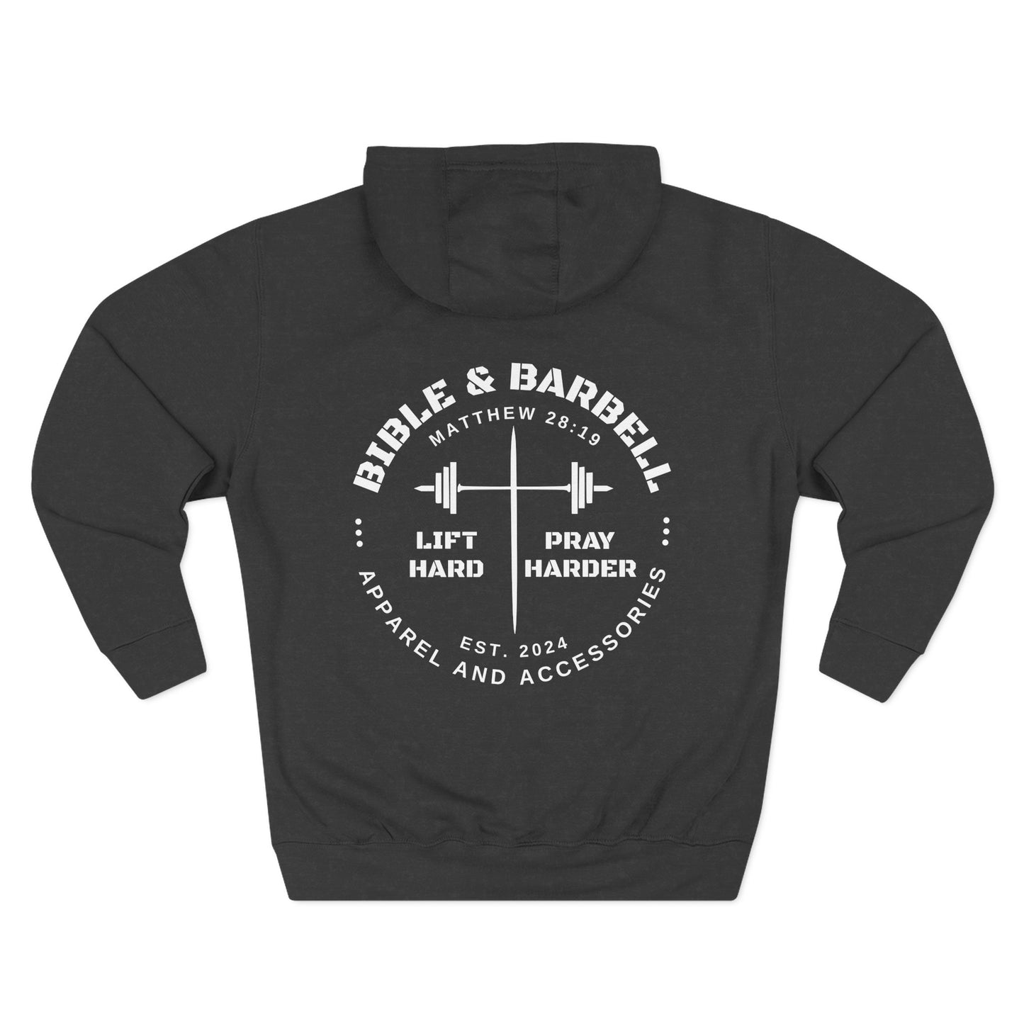 Bible & Barbell Logo Fleece Hoodie | Fitness Gift | Gym Apparel | Christian Hoodie | Workout Wear
