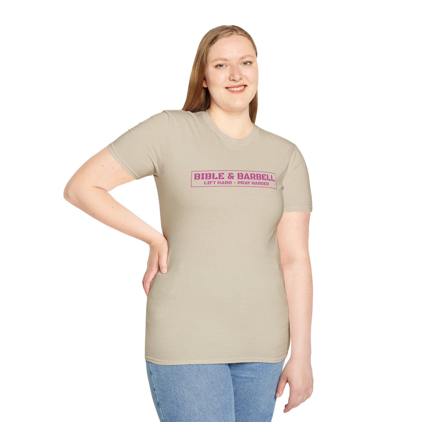 Bible & Barbell Pink Boxed Logo T-Shirt