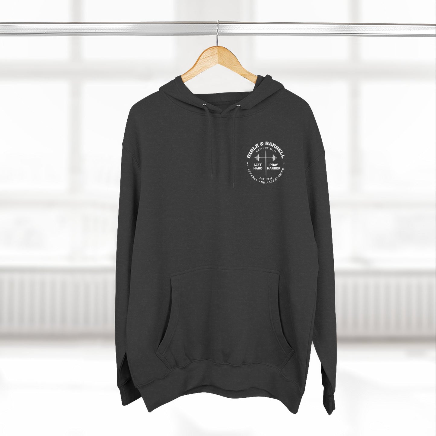Bible & Barbell Logo Fleece Hoodie | Fitness Gift | Gym Apparel | Christian Hoodie | Workout Wear
