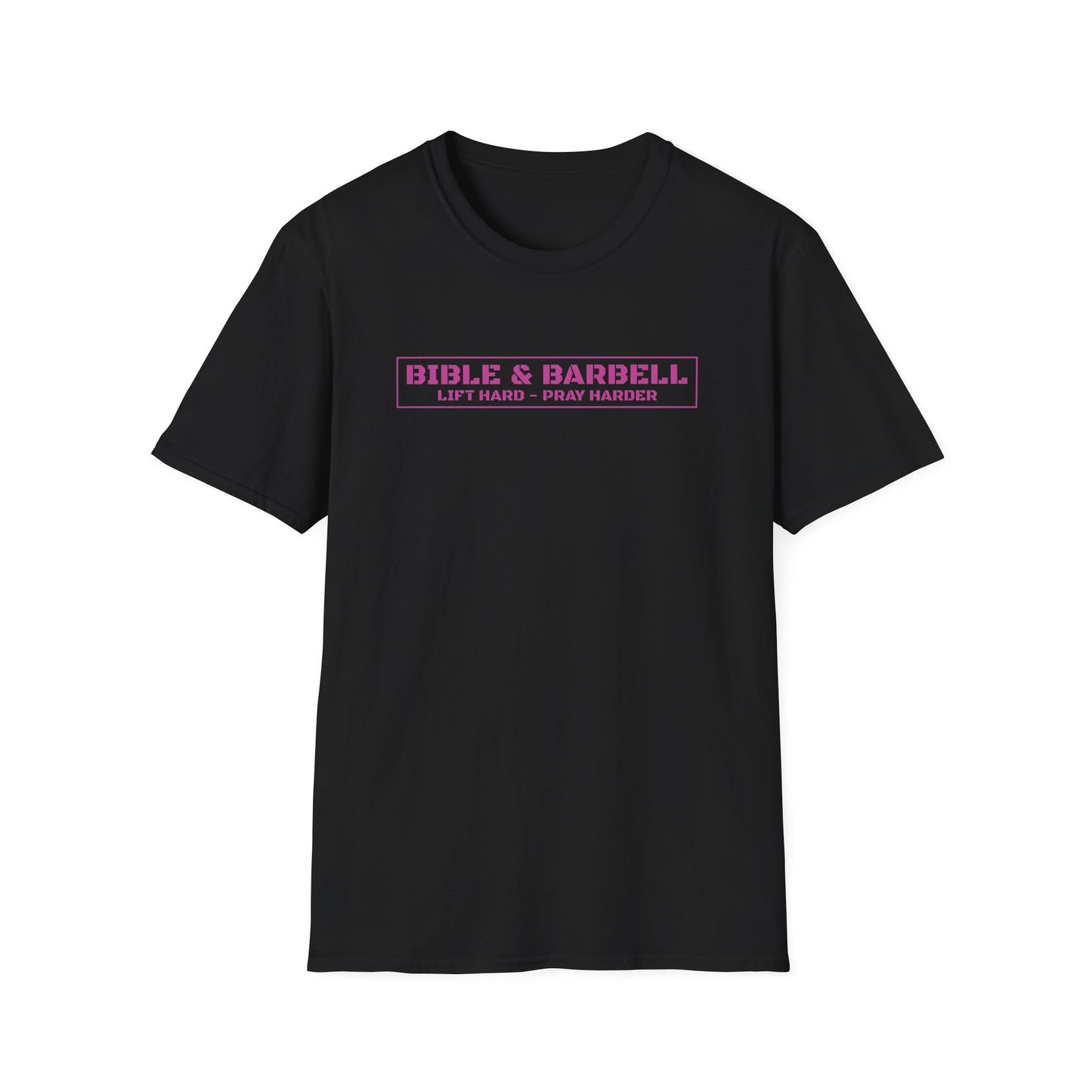 Bible & Barbell Pink Boxed Logo T-Shirt