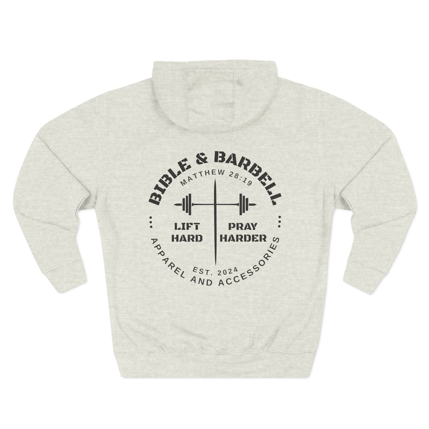 Bible & Barbell Logo Fleece Hoodie | Fitness Gift | Gym Apparel | Christian Hoodie | Workout Wear