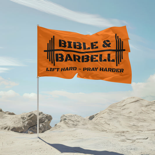 Bible & Barbell Orange Logo Flag
