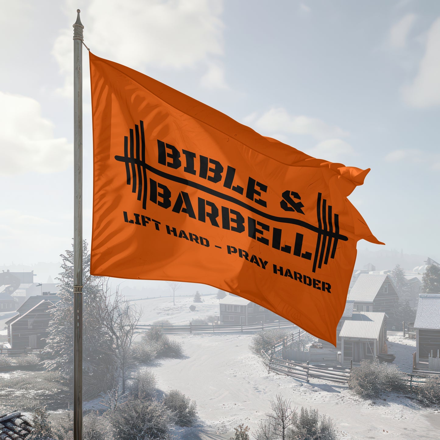 Bible & Barbell Orange Logo Flag
