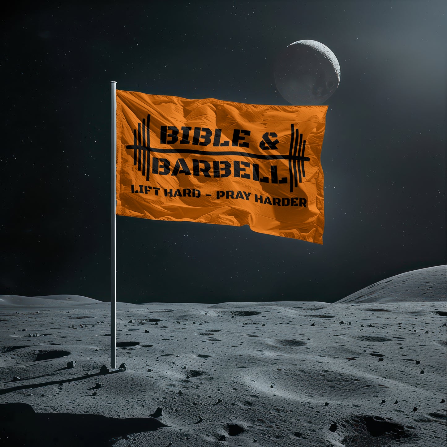 Bible & Barbell Orange Logo Flag