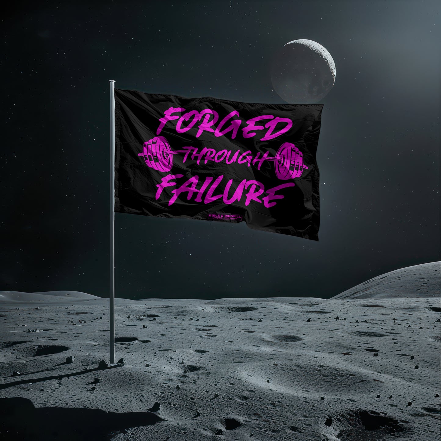 Forged Through Failure Black and Pink Gym Flag