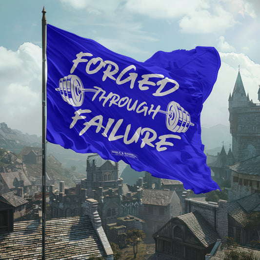 Forged Through Failure Blue and White Flag
