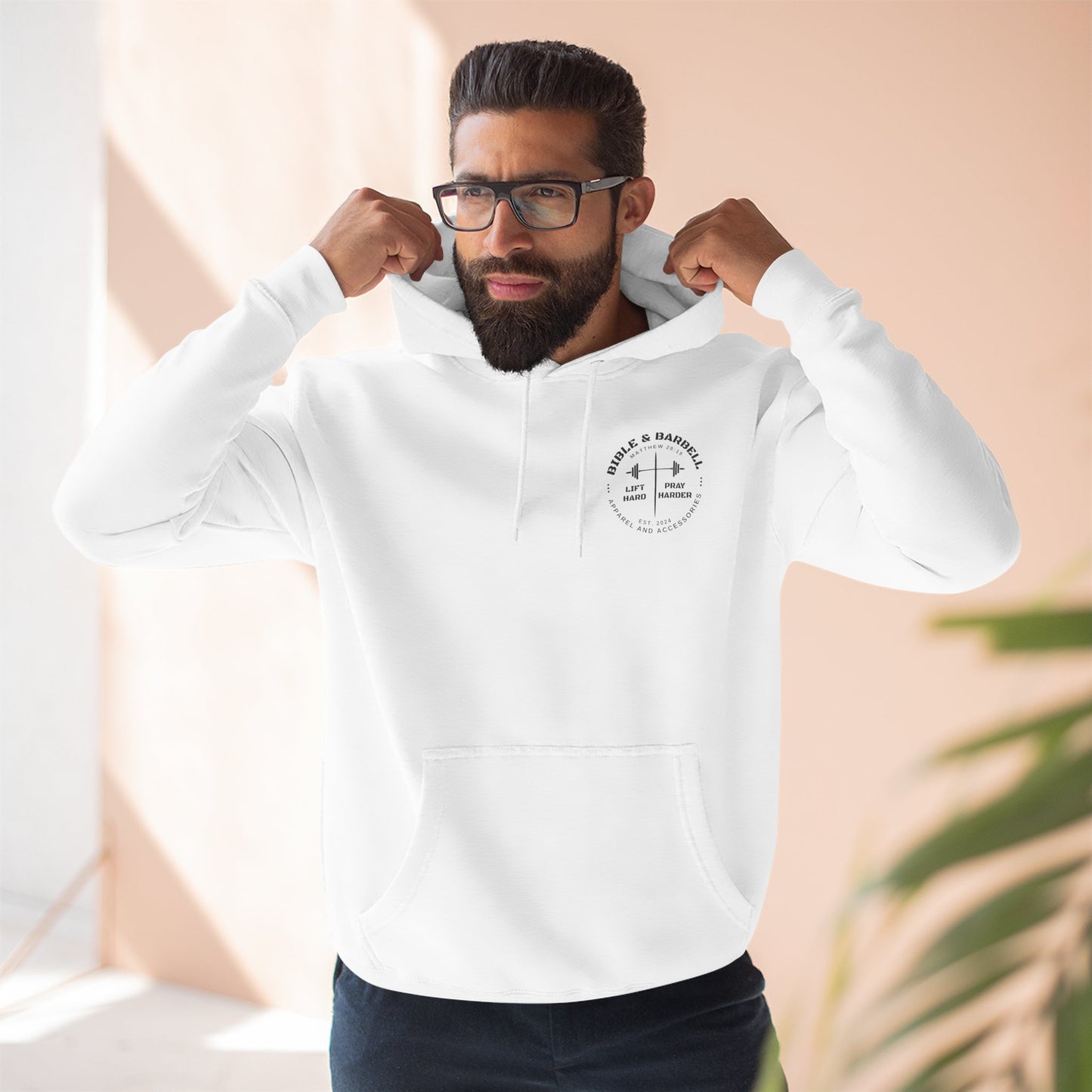 Bible & Barbell Logo Fleece Hoodie | Fitness Gift | Gym Apparel | Christian Hoodie | Workout Wear