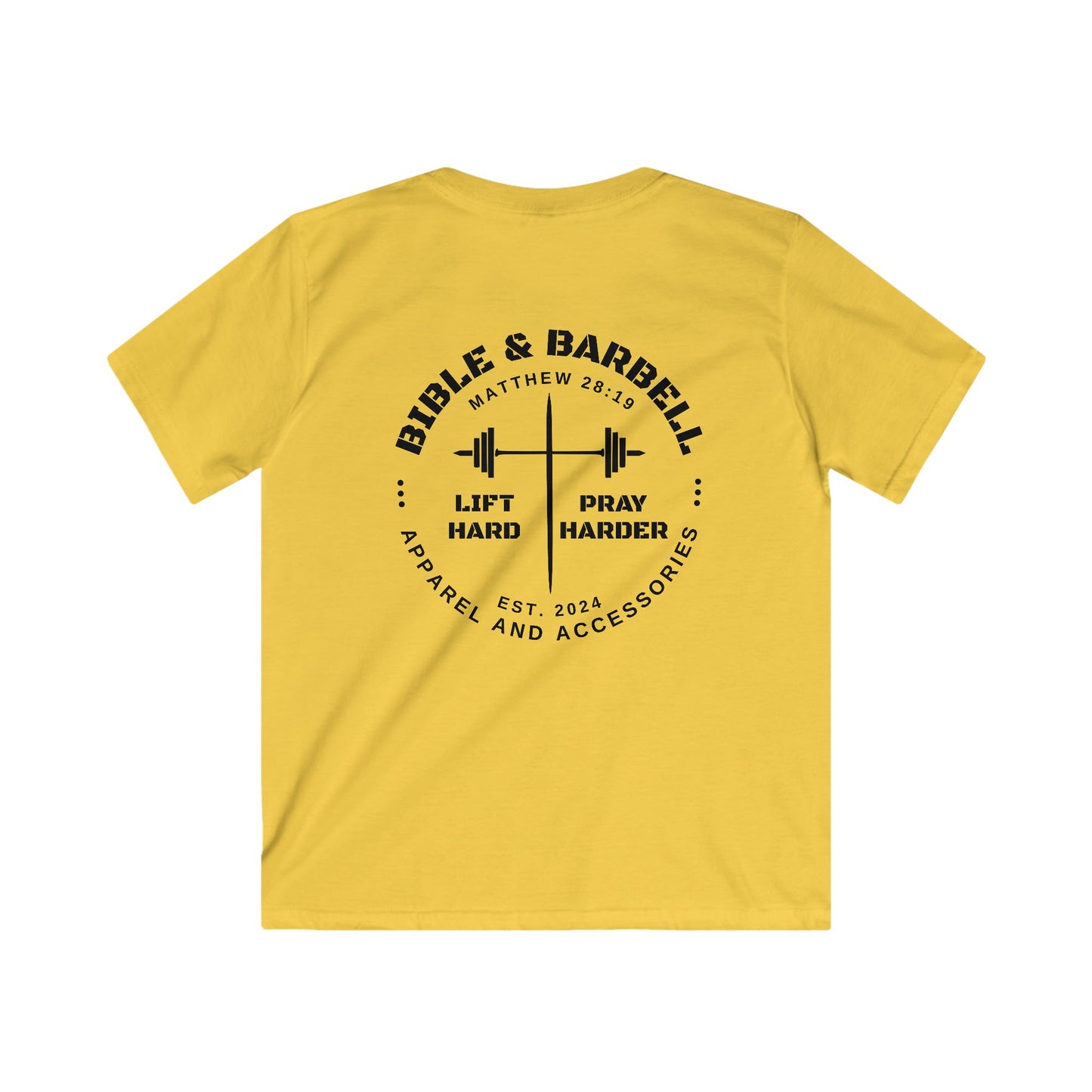 Kids Fitness Tee, Inspirational T-Shirt, Gym Kids Apparel, Motivational Youth Shirt, Great for Active Kids, Bible and Barbell Shirt