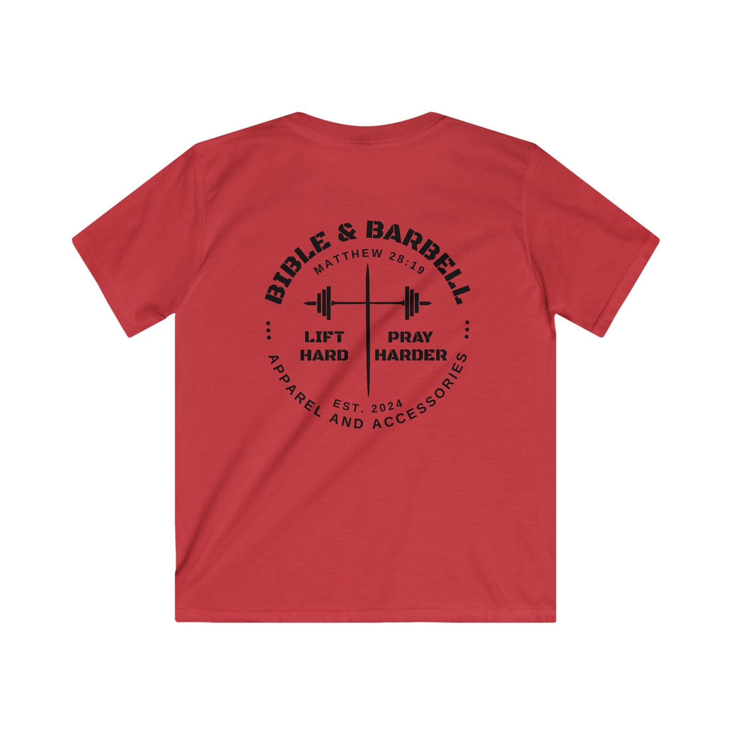 Kids Fitness Tee, Inspirational T-Shirt, Gym Kids Apparel, Motivational Youth Shirt, Great for Active Kids, Bible and Barbell Shirt