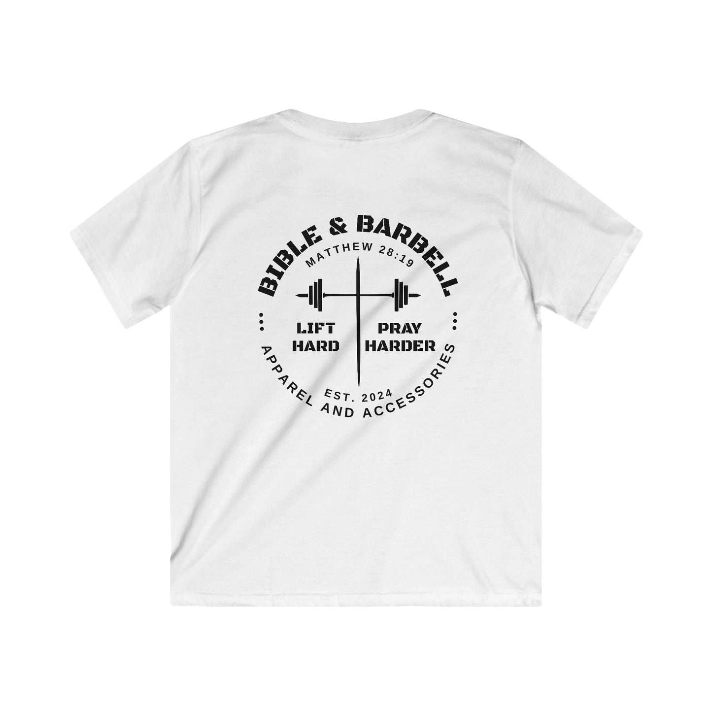 Kids Fitness Tee, Inspirational T-Shirt, Gym Kids Apparel, Motivational Youth Shirt, Great for Active Kids, Bible and Barbell Shirt