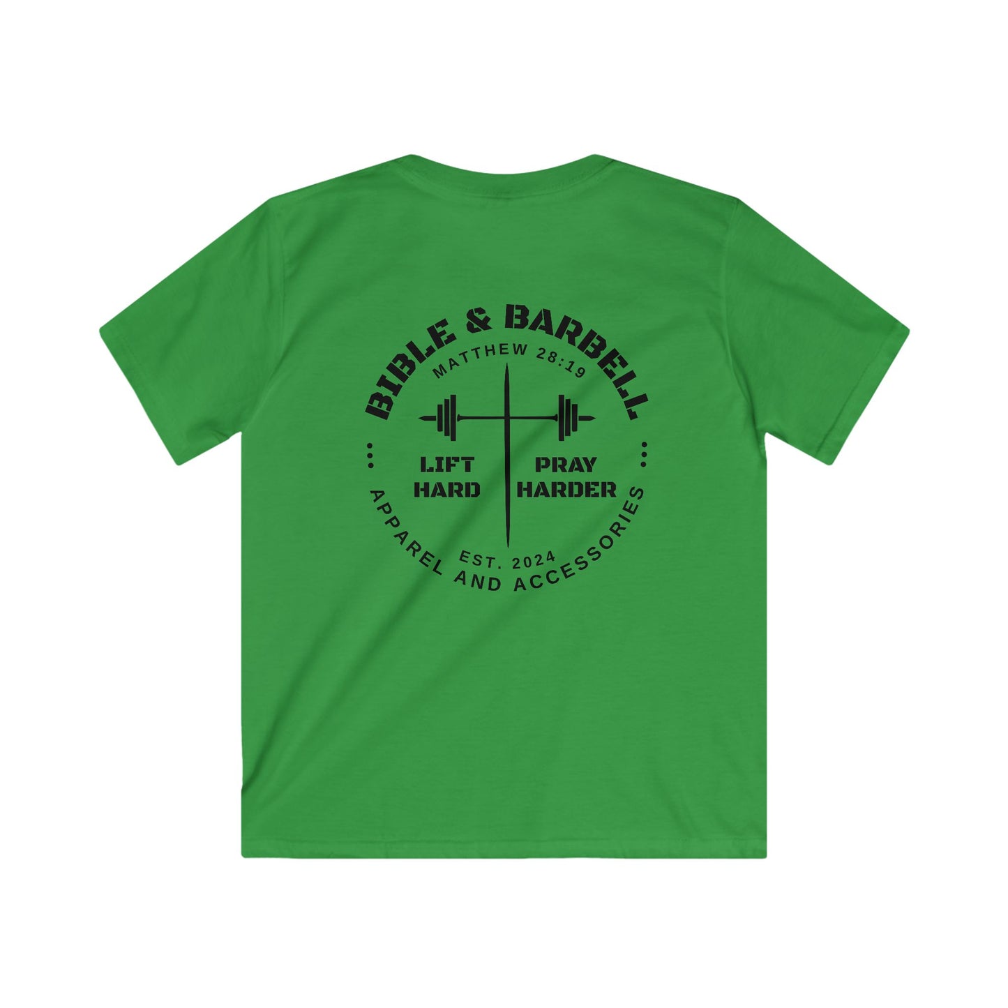 Kids Fitness Tee, Inspirational T-Shirt, Gym Kids Apparel, Motivational Youth Shirt, Great for Active Kids, Bible and Barbell Shirt