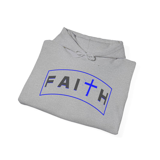 Blue Faith Cross Hoodie — Christian Faith Pullover for Men & Women