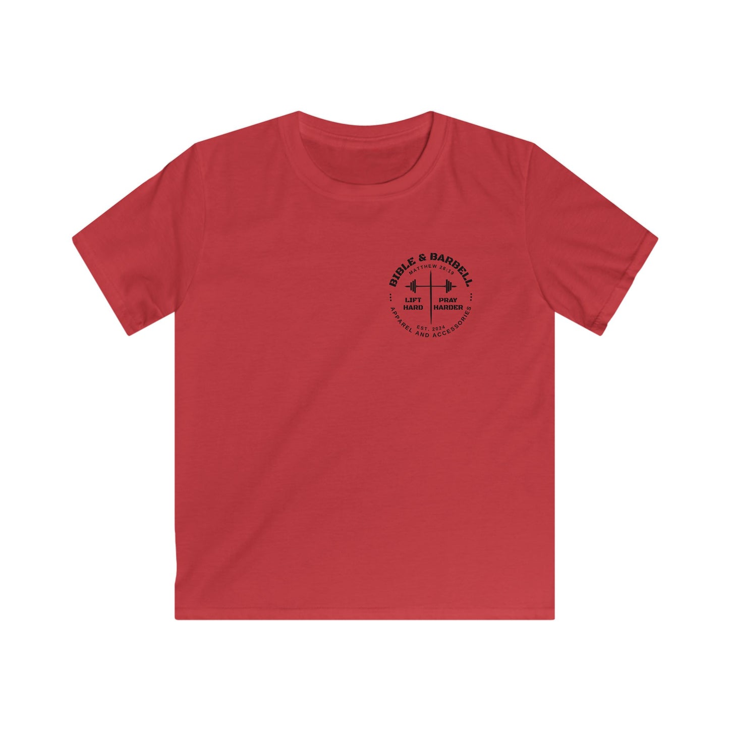 Kids Fitness Tee, Inspirational T-Shirt, Gym Kids Apparel, Motivational Youth Shirt, Great for Active Kids, Bible and Barbell Shirt