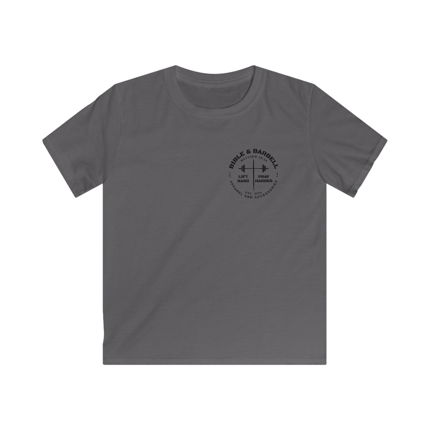 Kids Fitness Tee, Inspirational T-Shirt, Gym Kids Apparel, Motivational Youth Shirt, Great for Active Kids, Bible and Barbell Shirt