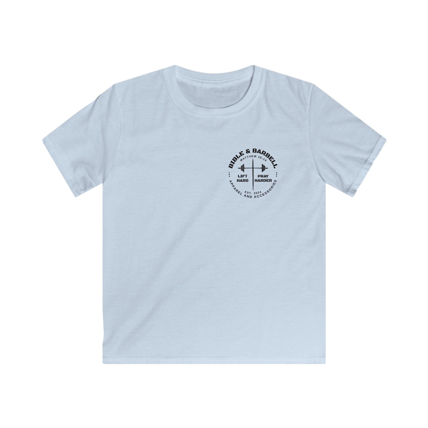 Kids Fitness Tee, Inspirational T-Shirt, Gym Kids Apparel, Motivational Youth Shirt, Great for Active Kids, Bible and Barbell Shirt
