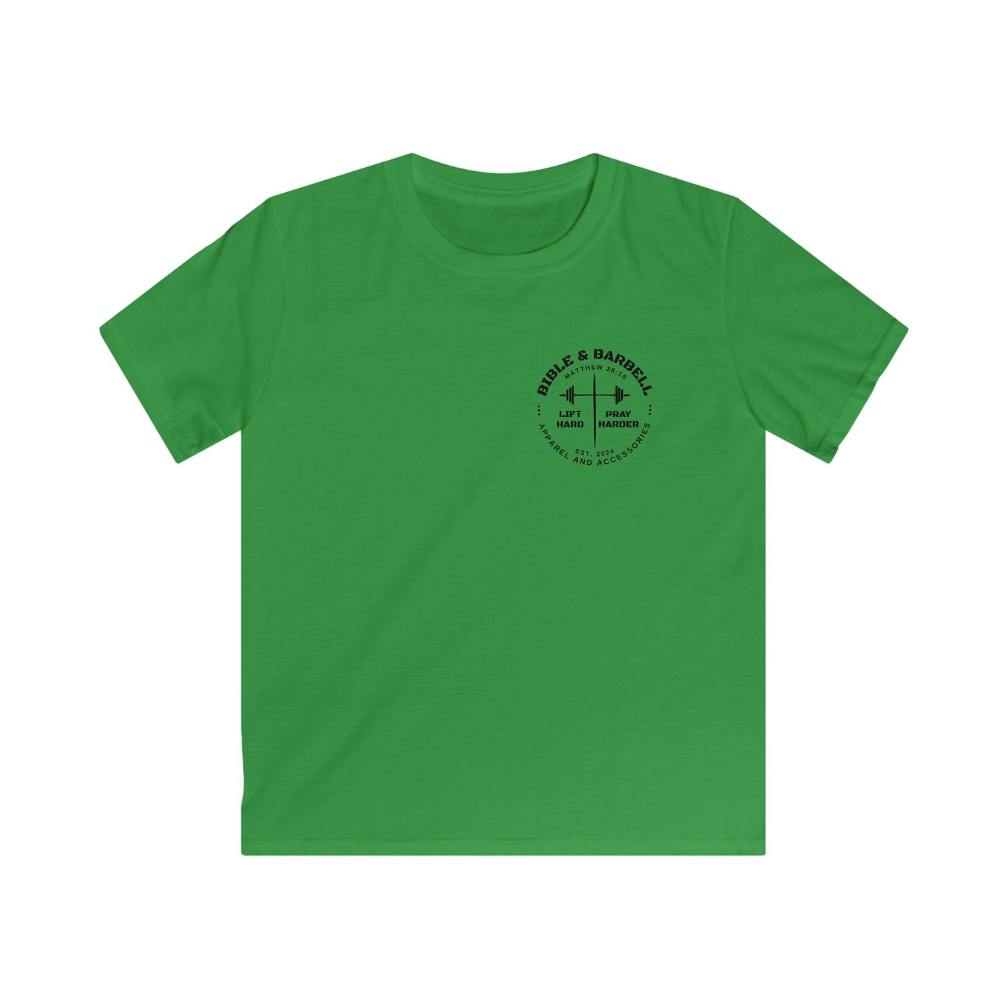 Kids Fitness Tee, Inspirational T-Shirt, Gym Kids Apparel, Motivational Youth Shirt, Great for Active Kids, Bible and Barbell Shirt