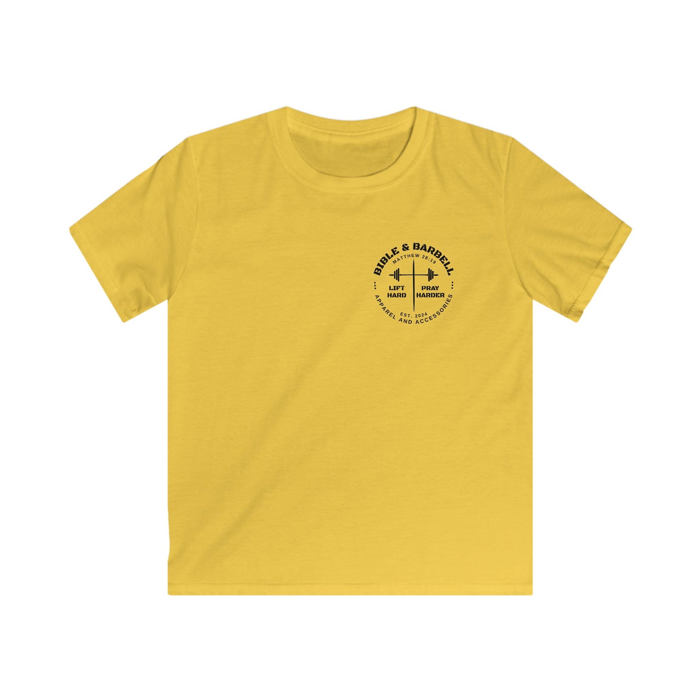 Kids Fitness Tee, Inspirational T-Shirt, Gym Kids Apparel, Motivational Youth Shirt, Great for Active Kids, Bible and Barbell Shirt