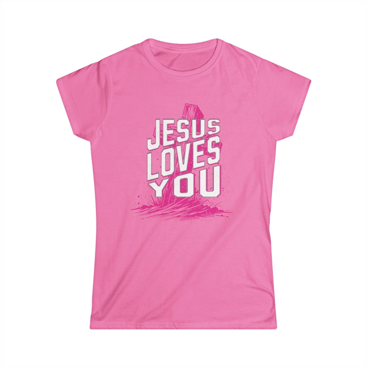 Jesus Loves You Women's Softstyle Tee, Christian T-Shirt, Faith Apparel, Inspirational Gift, Casual Wear, Religious Statement Top