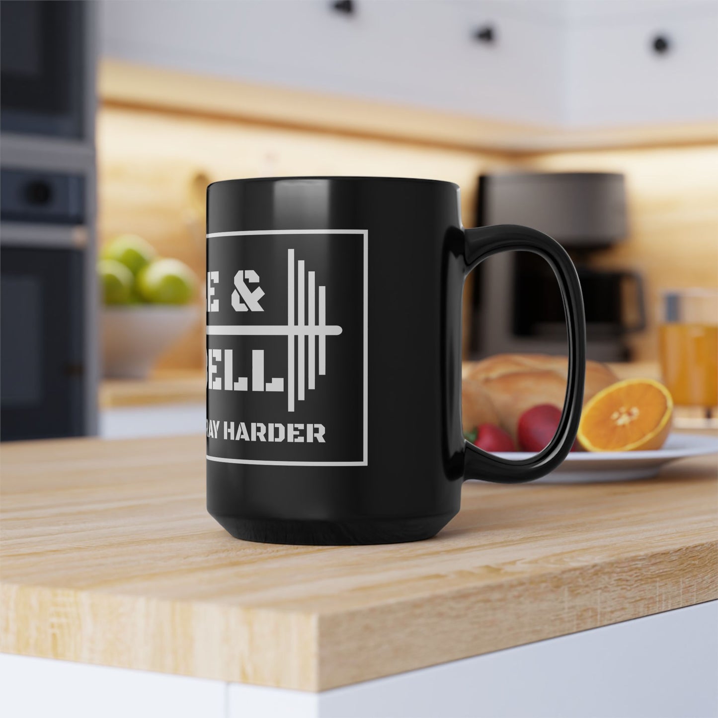 Bible & Barbell Black and White Coffee Mug