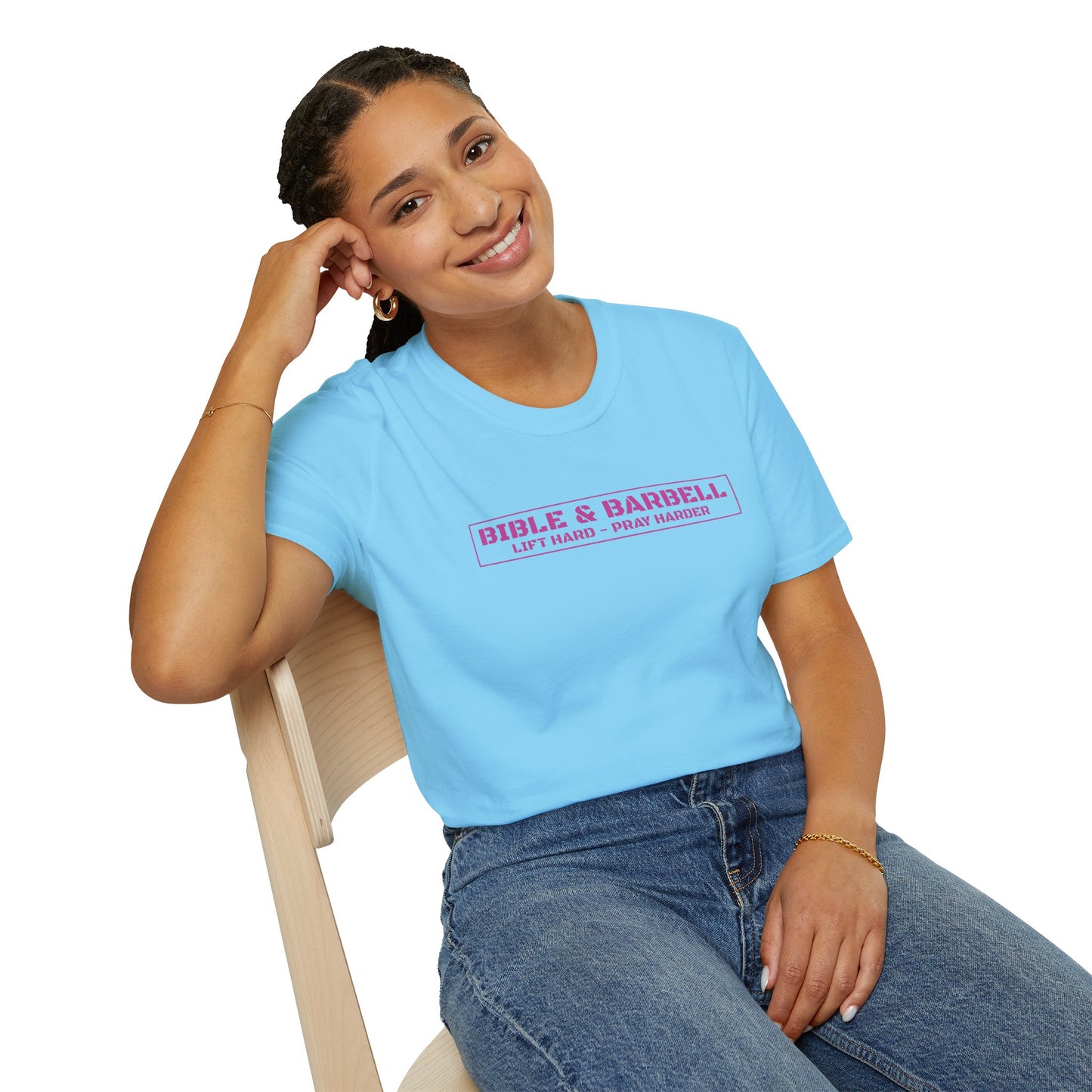 Bible & Barbell Pink Boxed Logo T-Shirt