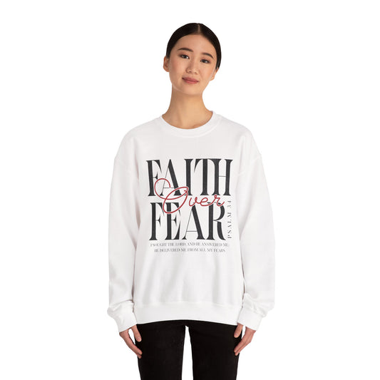 Faith Over Fear Psalm 34 Crewneck Sweatshirt