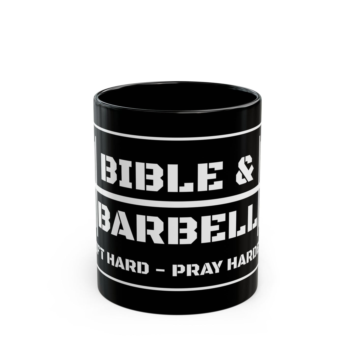 Bible & Barbell Black and White Coffee Mug