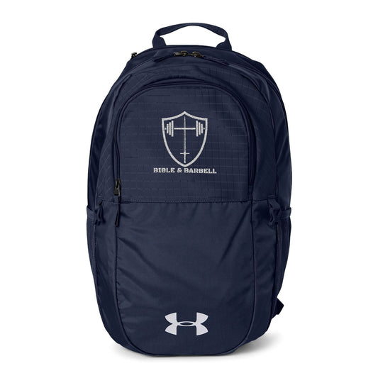 Bible & Barbell Embroidered Shield Logo Backpack — Under Armour All‑Sport Everyday Pack