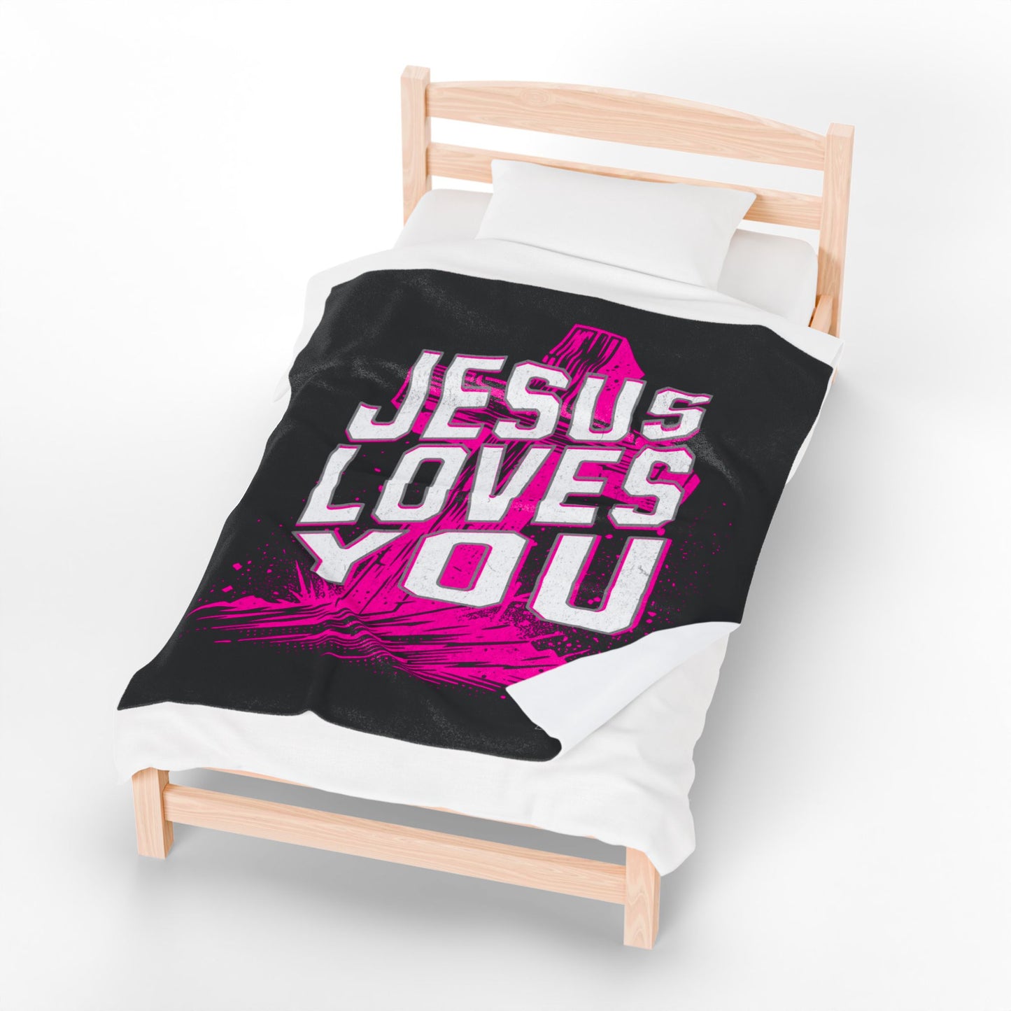 Jesus Loves You Velveteen Plush Throw Blanket