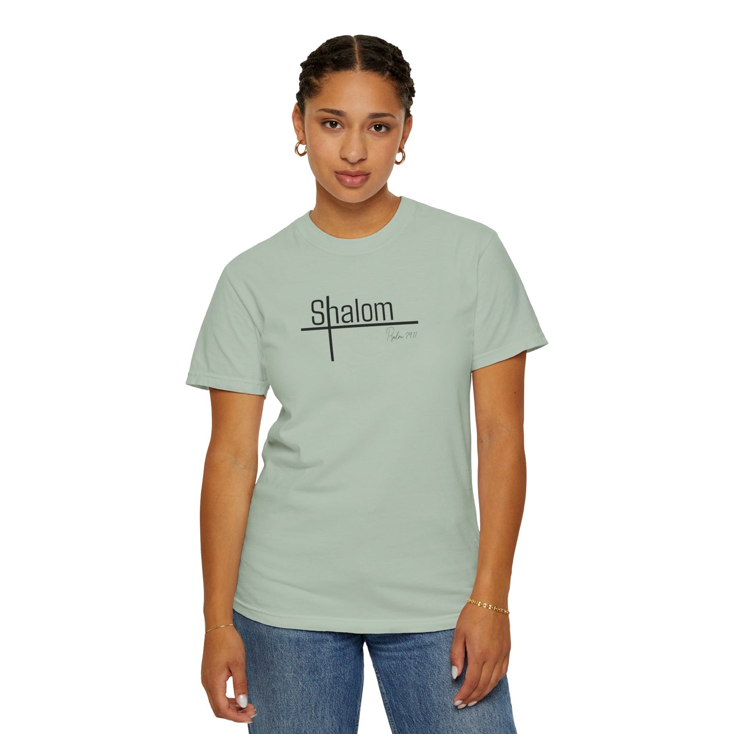 Garment-Dyed T-shirt with 'Shalom' Design - Casual Wear, Spiritual Apparel, Unisex Tee, Comfortable Everyday Shirt