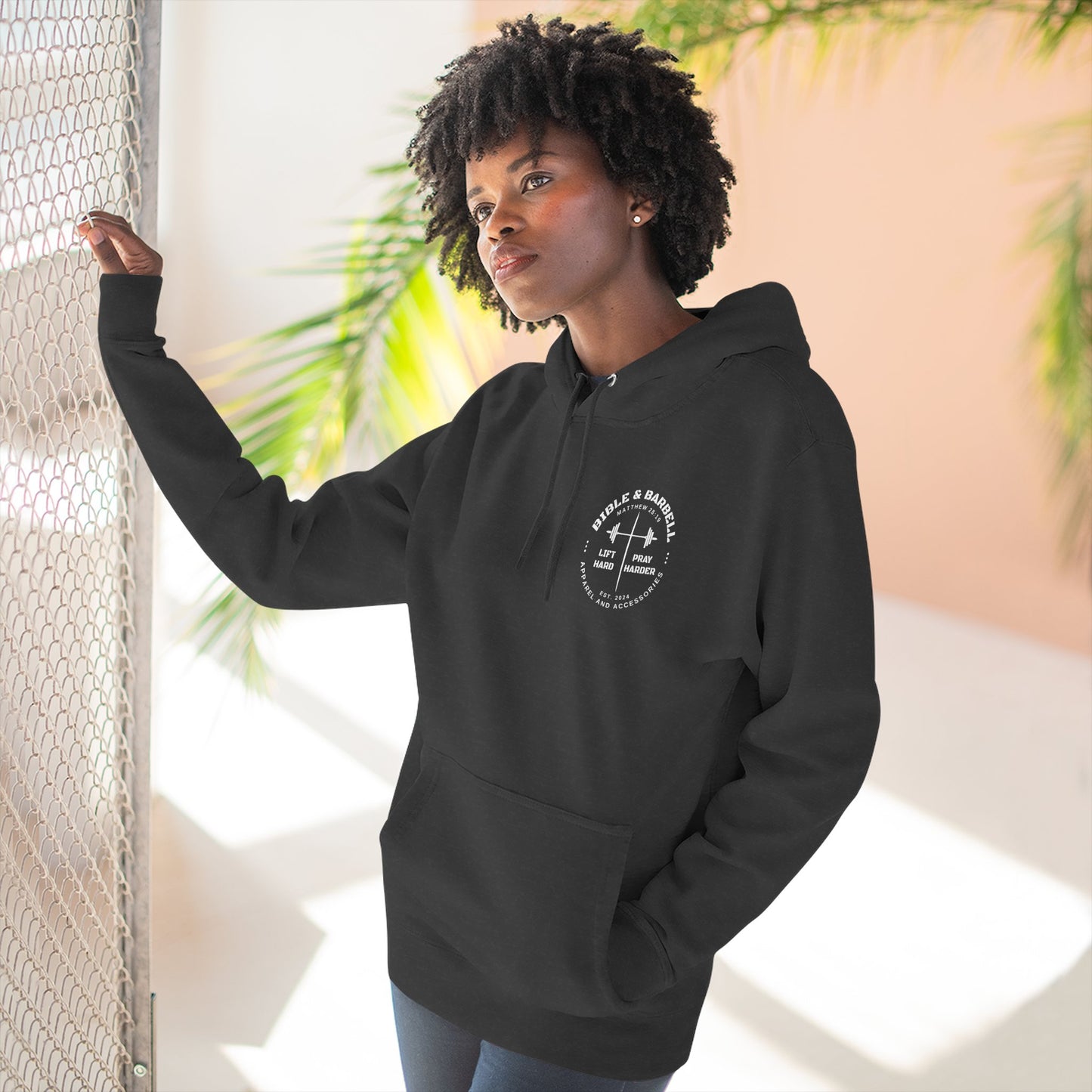 Bible & Barbell Logo Fleece Hoodie | Fitness Gift | Gym Apparel | Christian Hoodie | Workout Wear